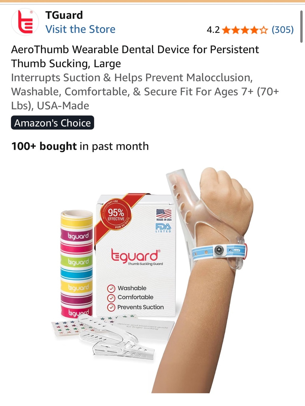 Thumb sucking prevention aeroguard